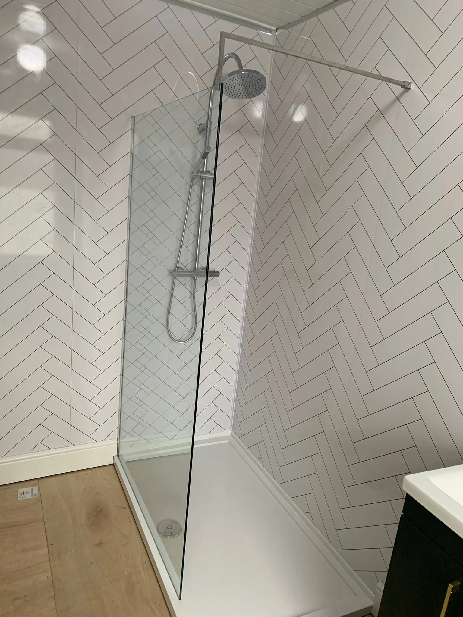 Detailed view of bespoke bathroom joinery